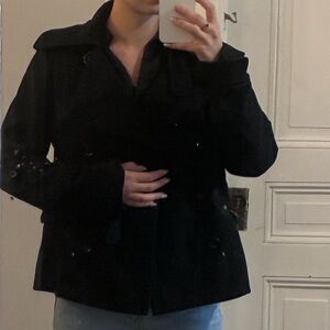 Women's Black Double-Breasted Jacket